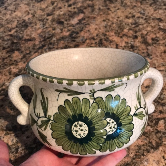 Decorative Bowl with Green Flowers - Picture 2 of 6